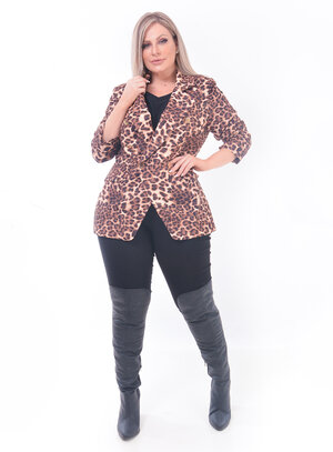 Blazer Animal Print Onça Plus Size