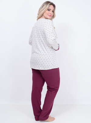 Pijama Longo Coração Plus Size