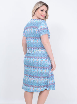Camisola Renda Decote Azul Plus Size