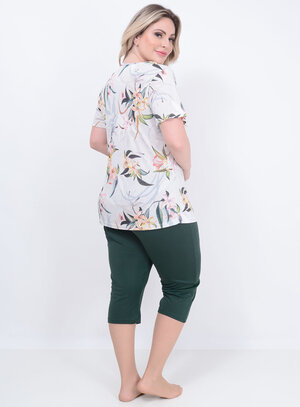 Pijama Pescador Floral Plus Size