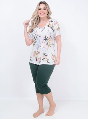 Pijama Pescador Floral Plus Size