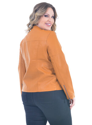 Jaqueta Plus Size PU Caramelo