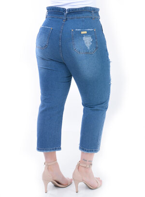 Calça Jeans Plus Size Pantacourt