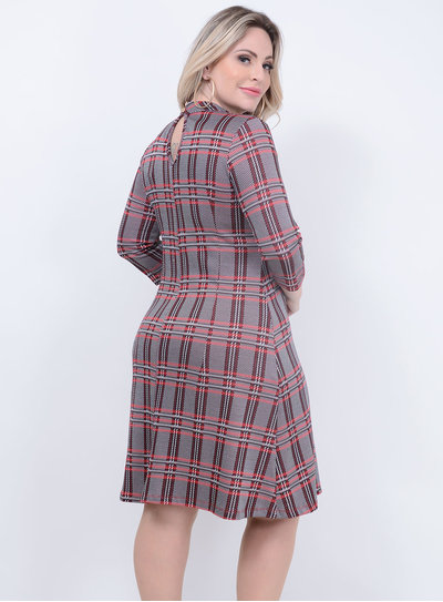 vestido xadrez plus size