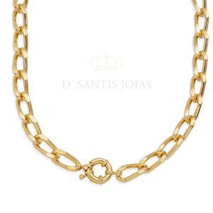 Colar Elo Italiano fecho boia 43cm Ouro