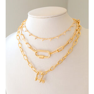 Colar triângulos de cristais Ouro