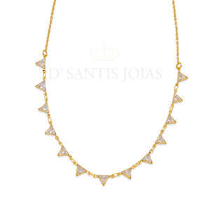 Colar triângulos de cristais Ouro