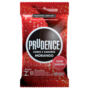 Preservativo Prudence Cores e Sabores Morango