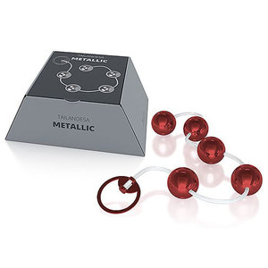 Colar Tailand�s Metallic Vermelho com 5 Esferas e Cord�o em Silicone