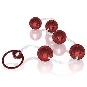 Colar Tailand�s Metallic Vermelho com 5 Esferas e Cord�o em Silicone