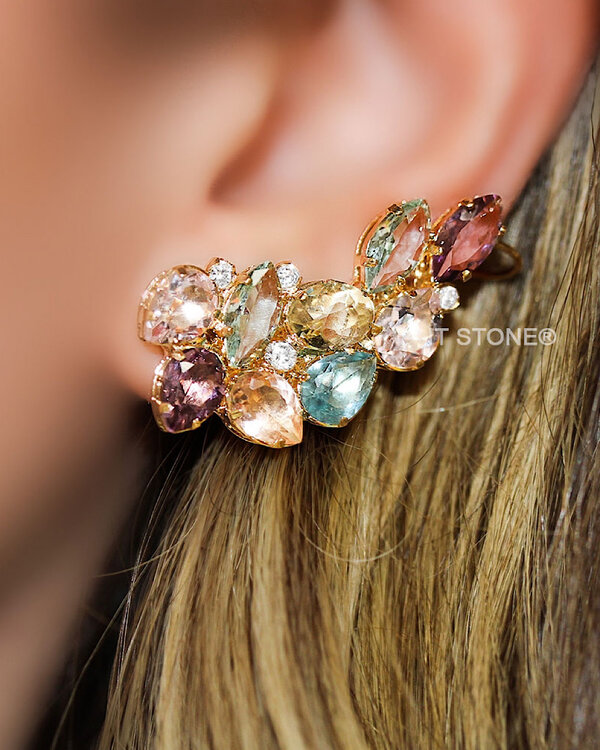Ear Cuff Syrah Colors and Fancy Yellow It Stone Semi Jóias