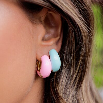 Conjunto de Argolinhas Lívia - Azul e Rosa