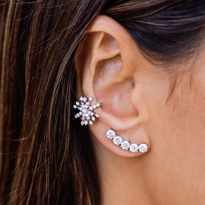 Conjunto De Brincos Ear Cuff Grace E Piercing Fake Shine