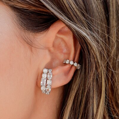 Conjunto de Brincos Diana e Piercing Fake