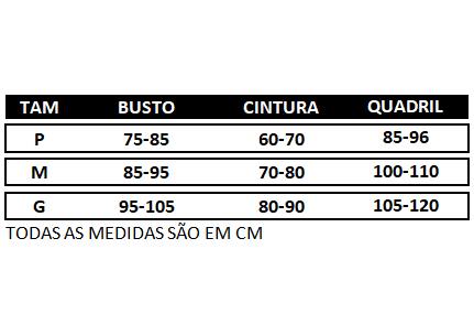 Tabela de Medidas