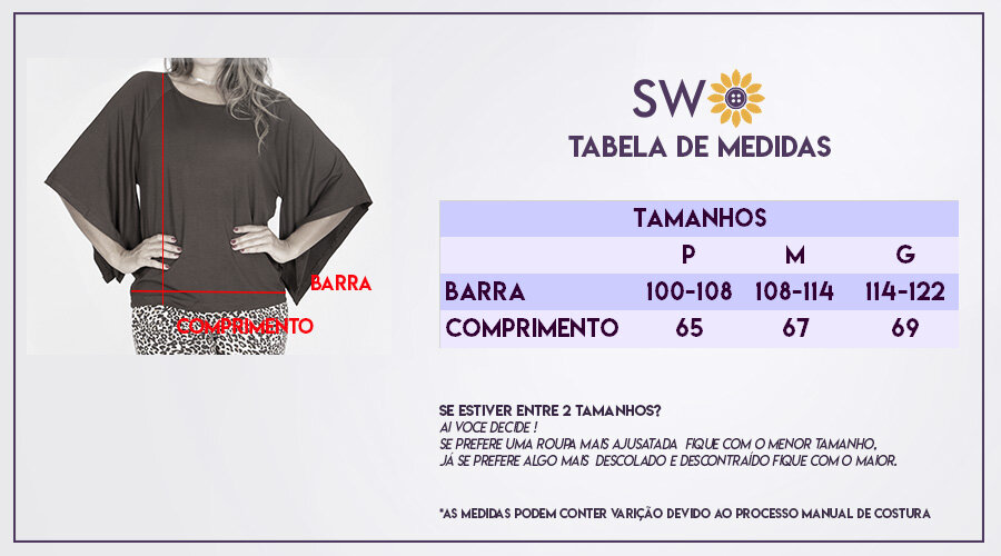 Guia de Medidas - Blusa Manga Quadrada