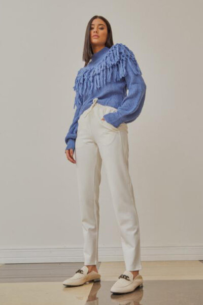 Conjunto Blusa Tricot Franja com Calça Malha